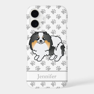 White Tricolor Pomeranian Cute Cartoon Dog & Name iPhone 17 Case