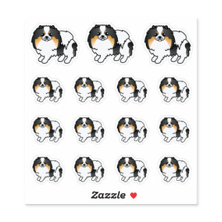 White Tricolor Pomeranian Cute Cartoon Dogs Sticker
