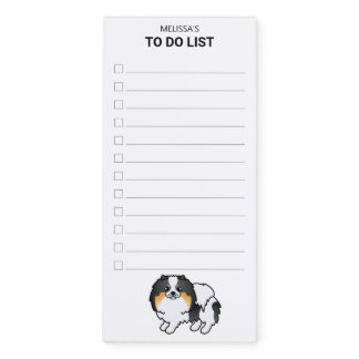 White Tricolor Pomeranian Cute Dog To Do List Magnetic Notepad