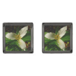 White Trillium Flower Spring Wildflower Cufflinks