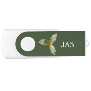 White Trillium Flower Spring Wildflower Flash Drive