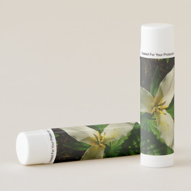 White Trillium Flower Spring Wildflower Lip Balm (Front)