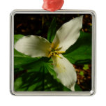 White Trillium Flower Spring Wildflower Metal Ornament