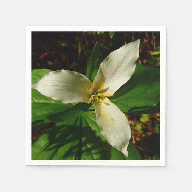 White Trillium Flower Spring Wildflower Napkins (Front)