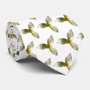 White Trillium Flower Spring Wildflower Neck Tie