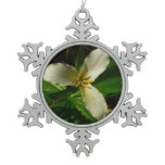 White Trillium Flower Spring Wildflower Snowflake Pewter Christmas Ornament
