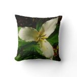 White Trillium Flower Spring Wildflower Throw Pillow