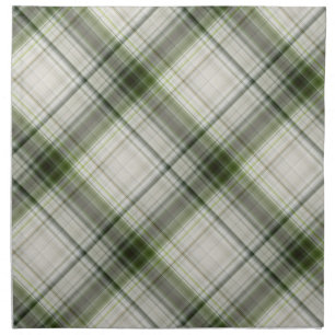 White Trilliums Green and White Plaid Cloth Napkin
