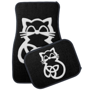 White Trinity Knot Celtic Cat Car Floor Mat