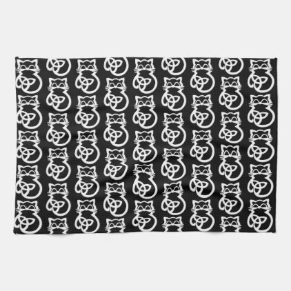 White Trinity Knot Celtic Cat Kitchen Towel