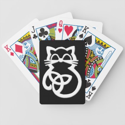 White Trinity Knot Celtic Cat Playing Cards