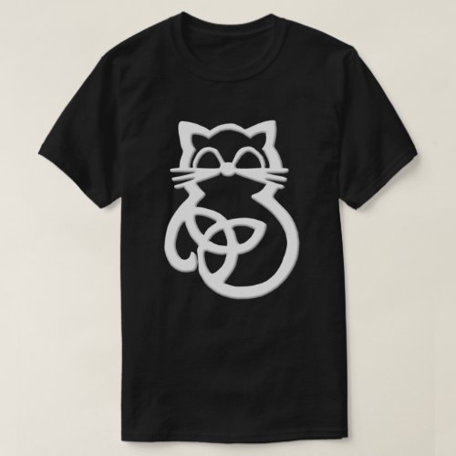 White Trinity Knot Celtic Cat T Shirt