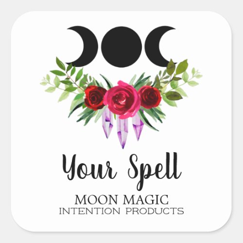 White Trinity Moon Spell Kit Or Intention Candle Square Sticker