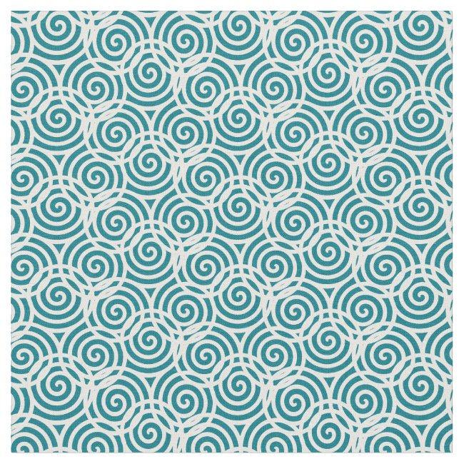 White Triple Spiral Abstract Design Fabric