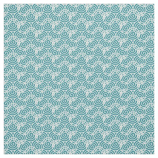 White Triple Spiral Abstract Design Fabric
