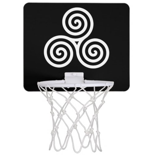 White Triple spiral on black Mini Basketball Hoop