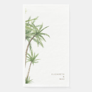 White Tropical Couple Names Wedding II Paper Guest Towels