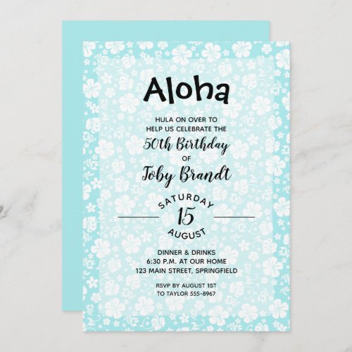 White Tropical Floral Birthday Invitations
