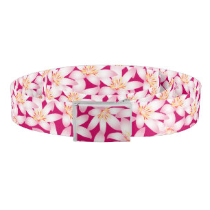White tropical floral on pink belt