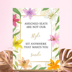 White Tropical Floral Summer Wedding Sit Anywhere Foam Board