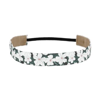 White Tropical Flowers Pattern Athletic Headband by trendzilla at Zazzle