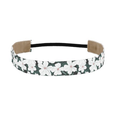White Tropical Flowers Pattern Athletic Headband