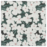 White Tropical Flowers Pattern Fabric