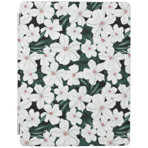 White Tropical Flowers Pattern iPad Smart Cover