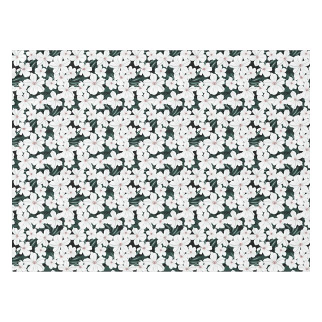 White Tropical Flowers Pattern Tablecloth (Front (Horizontal))