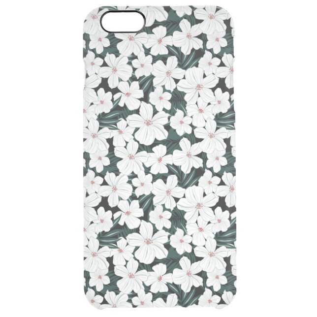 White Tropical Flowers Pattern Uncommon iPhone Case (Back)