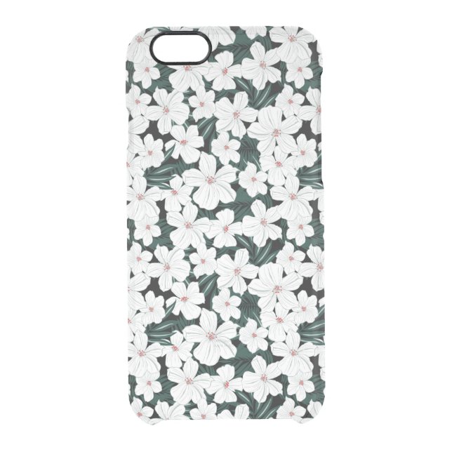 White Tropical Flowers Pattern Uncommon iPhone Case (Back)