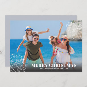 White Tropical Hawaiian Floral Photo Holiday Card