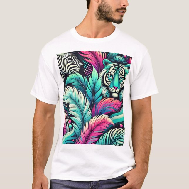 White Tropical Tiger T-Shirt – Bold Jungle Art (Front)