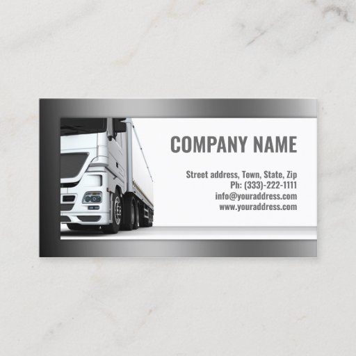 Customizable White Truck-Transportation &amp; Logistics Card Business Card Templates