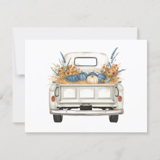 White Truck with Blue Pumpkins Postcard
