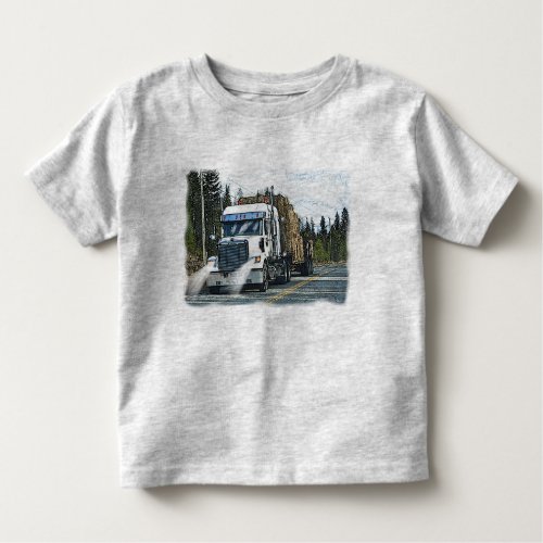 White Truck with Hay Bales for Truckers Toddler T_shirt