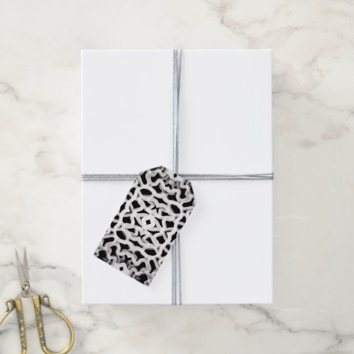 White Tubular Piping On Black  Gift Tags