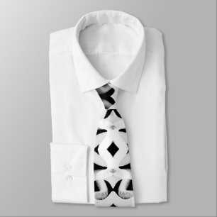 White Tubular Piping On Black Neck Tie