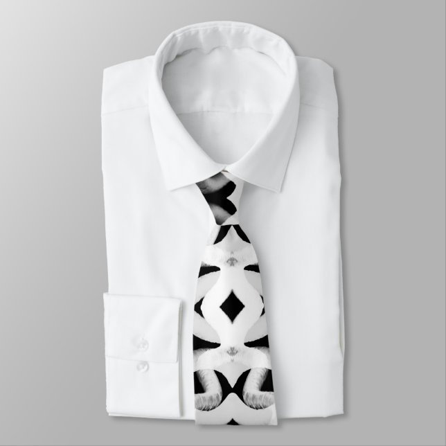 White Tubular Piping On Black  Neck Tie (Tied)