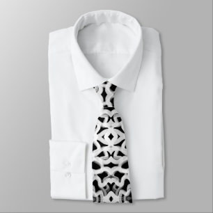 White Tubular Piping On Black Neck Tie