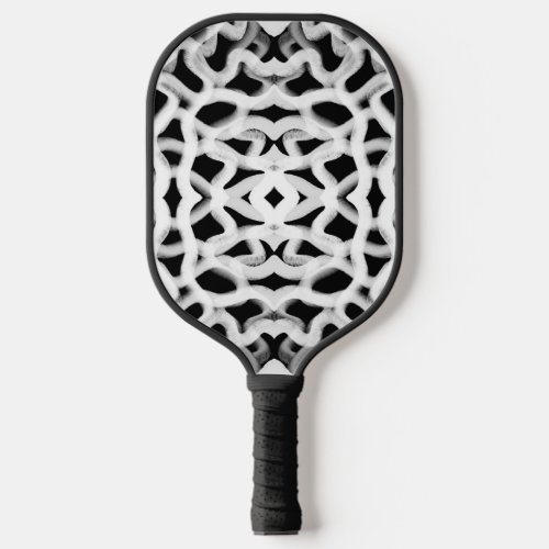 White Tubular Piping On Black Pickleball Paddle