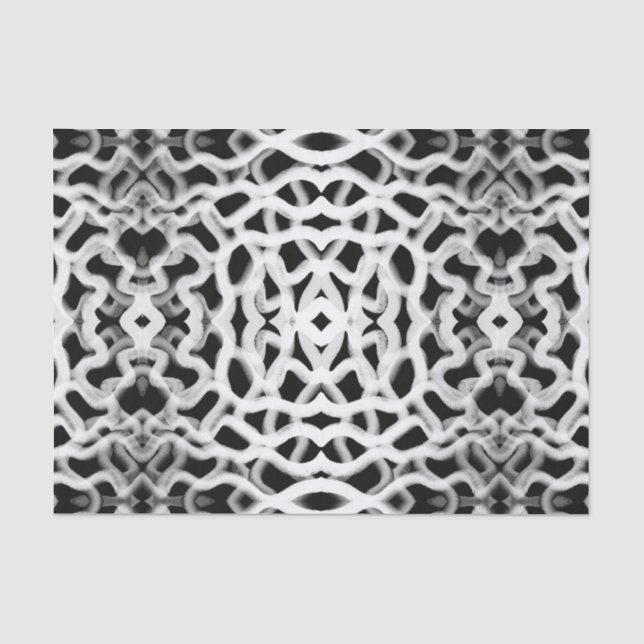 White Tubular Piping On Black  Tissue Paper (Front)