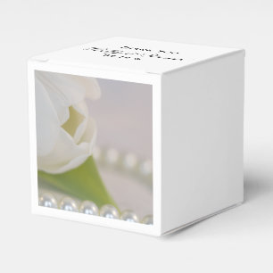 White Tulip and Pearls Spring Wedding Favor Boxes