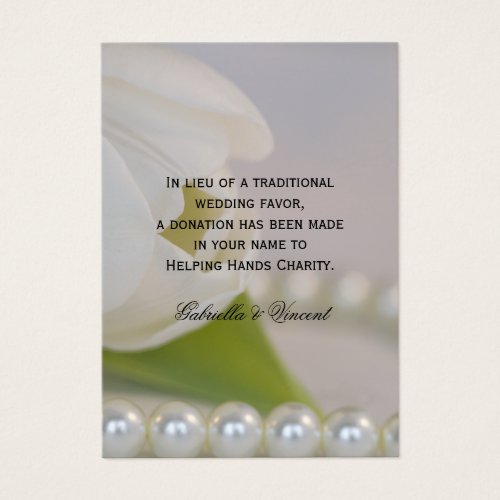White Tulip and Pearls Wedding Charity Favor Card Business Card Templates