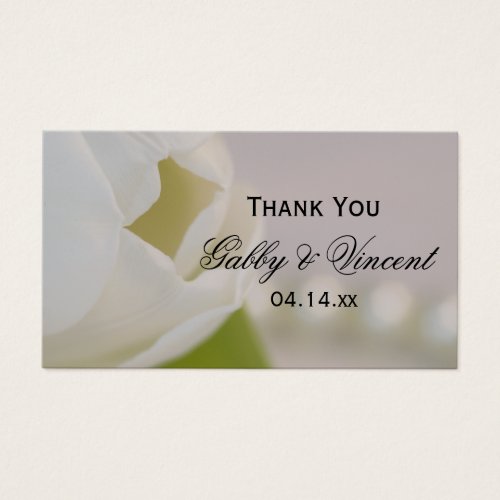 White Tulip and Pearls Wedding Thank You Favor Tag