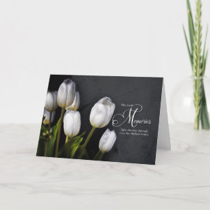 White Tulip Bouquet Condolences on Gray Card