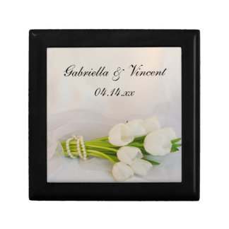 White Tulip Bouquet Spring Wedding Keepsake Box