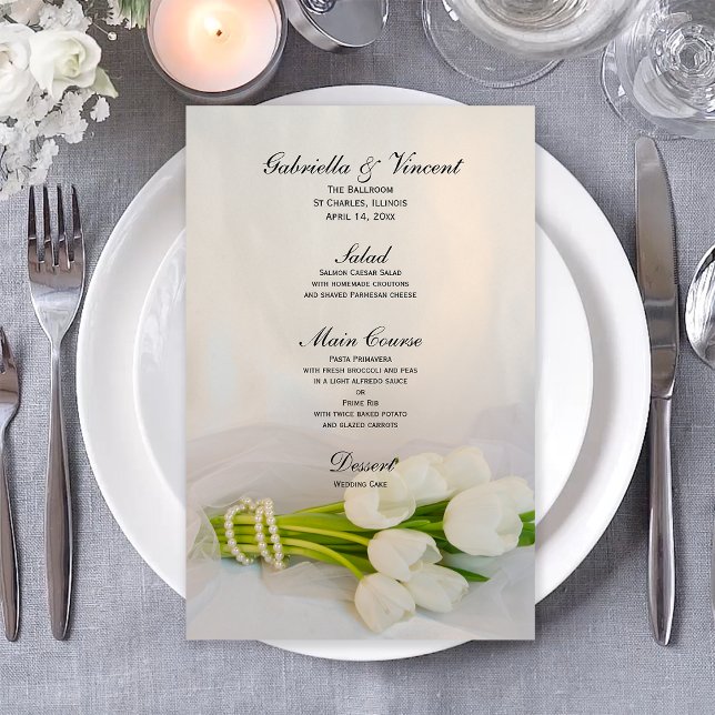 White Tulip Bouquet Spring Wedding Menu (Creator Uploaded)