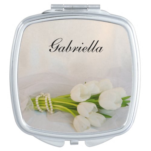 White Tulip Bouquet Spring Wedding Mirror For Makeup