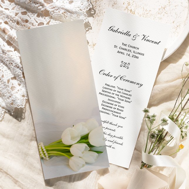 White Tulip Bouquet Spring Wedding Program (Creator Uploaded)